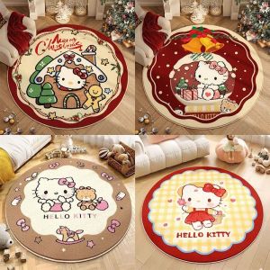 Thảm Tròn Phong Cách Hello Kitty Bằng Vải Len Nhân Vật Hoạt Hình Dễ Thương Dùng Trong Nhà Có Thể Giặt Máy Thảm Phòng Khách Phòng Ngủ Thảm Trà
