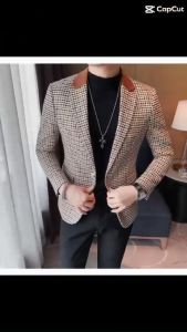 Áo vest áo blazer nam kẻ sọc 1 cúc xu hướng mẫu mới nhất phong cách hàn quốc lịch lãm sang trọng phù hợp cho phái mạnh - mã H68