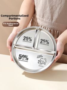 YOULUNMEI | Adult Cafeteria Sectioned Stainless Steel Tray for Meal Prepping