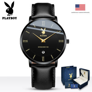 PLAYBOY Watch for Men Top Original Brand Waterproof Simple Ultra Thin Male Leather Strap Suitable for Various Business Occasions