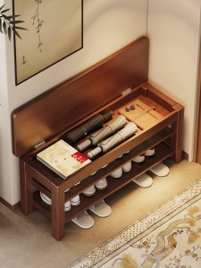 ZHUSHANXIA | Entryway Storage Solid Wood Shoe Bench Stool