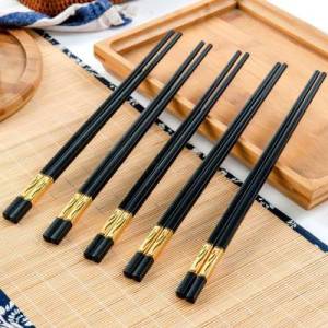 Hộp 10 Đôi Đũa Ăn Cơm Phong Cách Nhật Bản dài 24cm Đũa hợp kim kháng khuẩn Đũa nhựa ăn cơm cao cấp chống trơn trượt có thể tái sử dụng