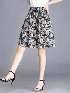 Floral Summer Thin Short Skirt A-line High Waist Slimming Puffy Skirt