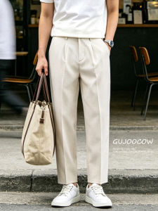 GUJOOCOW | Ice-silk Leisure Trousers Men Summer Thin 2026 Style Wide-leg Straight Nine-length