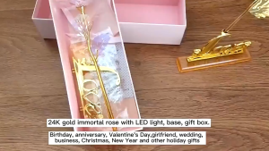 Bunga Mawar Dekorasi Artificial Rose Gold Foil Rose 24K