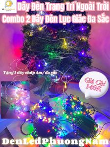 COMBO 2 Dây Đèn Lục Giác 40m - 180 Bóng Đa Sắc Tặng dây chop mini Đủ Màu 4m