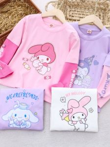 Áo Thun Dài Tay Cotton Nguyên Chất Cho Bé Gái Mùa Xuân Thu Phong Cách Mới Quần Áo Trẻ Em Quần Áo Sơ Sinh Giả Hai Mảnh Áo Lót