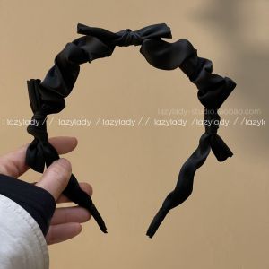 Elegant Satin Hair Clip Black Bow Tie Face Wash Hairband Stylish Simple Versatile Headwear Hairband Fashionable Hair Accessories