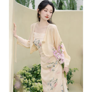 Retro National Style Chiffon Sun-Protection Cardigan Womens Summer New Arrival Suspender Skirt Outerwear Shawl Short Blouse Coat