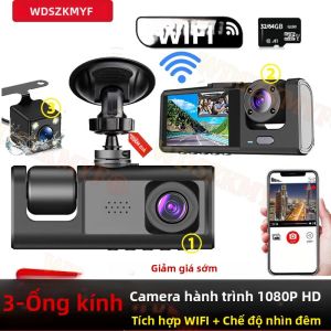 Camera Hành Trình Ô Tô 2/3 Kênh 1080P Với WiFi Ứng Dụng Điều Khiển Camera Trước Và Sau Tầm Nhìn Ban Đêm DVR Ô Tô Cảm Biến G Phát Hiện Chuyển Động