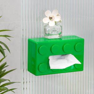 Creative Building Blocks Tissue Box Wall Hanging Free Punched Tape Spring Paper Extraction Box Good-looking Household Napkins Storage Box