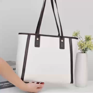 THANKS99 SHOP#8312 Stylish PU leather zippered tote bag designed for commuting office work or university students.