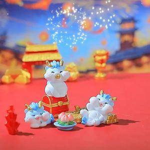 Mô hình Trang Trí Rồng Vàng Vạn An Khang Mai Mắn Xanh Dương Tiểu Cảnh Decord