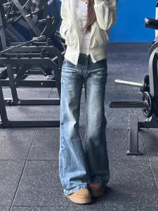 กางเกงยีนส์ทรงหลวมสไตล์อเมริกันย้อนยุคสำหรับผู้หญิงไซส์ใหญ่ ทรงหลวม ทรงหลวม ทรงขากระบอก ทรงขากว้าง ทรงหลวม กางเกงขายาวเอวต่ำ