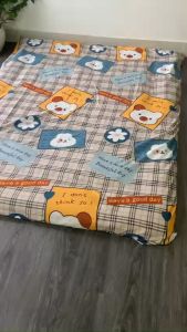 Áo Bọc Nệm Topper 2 Mặt Có Khoá Kéo Cotton TC Vỏ Đệm Vui Vẻ Dùng Cho Nệm Dày Từ 3 Đến 9cm