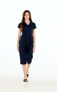 Krizia Cotton Blend Lapel Jump Suit