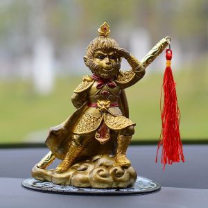 Creative Car Decorations Changeable Color Monkey King Automobile Ornaments Chinese Style Synthetical Resin Crafted Golden Finish