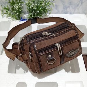 Tas Pinggang Pria Bahan Kanvas Tebal Import