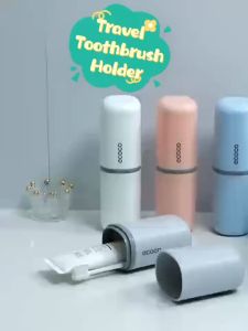Ecoco Toothbrush Travel Case Portable Toothbrush Holder for Travel 2-in-1 Food Grade Material