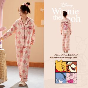 GONGDIE | Disney Piglet Themed Cotton Long Sleeve Pajamas Set Antibacterial Wearable