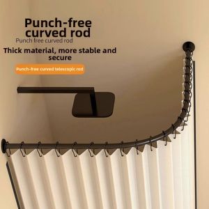 ZHUOLESHI | Arc Shaped Thickened Adjustable Shower Curtain Rod L Shape