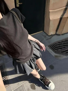 LIRUSHAN | Korean Style New Summer Gray Plaid Womens Dress