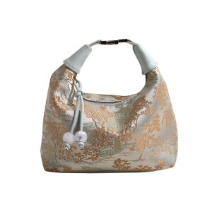 GStar New Chinese Style Embroidered Shoulder Bag Women 2024 Summer Fashion Dumpling Shape Casual Zipper Closure Handbag