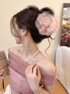 Elegant Large Rose Flower Hair Claw Net Shark Clamp Summer Hair Accessories Original Design Fresh out Fashion Hair Grips
