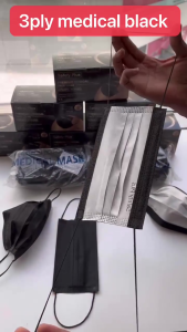 Black inner White Face Mask 50pcs 3ply Protect Mask Black Face Mask Hitam Dalam Putih 50pcs Box
