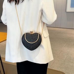 Tas Pesta Makan Malam Baru Tekstur Kelas Atas Tas Hati Kecil Lucu Unik Tas Wanita Tas Tangan Rantai Serbaguna Tas Selempang Satu Bahu Clutch Mewah WAnita Tas Kondangan Wanita Murah Import