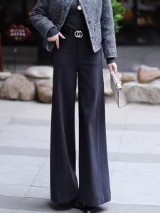 Fashionable High Waist Loose Design Womens Pants Draped Sensation Minimalist Style Winter New Commute Wide Leg Trousers