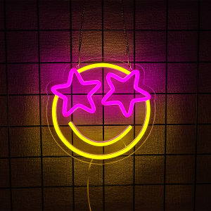 LED Lights Wall Decor  Smiley Face Neon Sign for House Bedroom Classroom Bar Fun Decoration Home Gifts for Wedding Birthday
