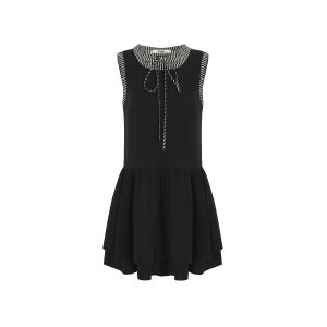 Fano | Đầm Đa Lớp Kẻ Caro Phối Màu Chống Nhăn Có Dây Nịt Pha Cotton