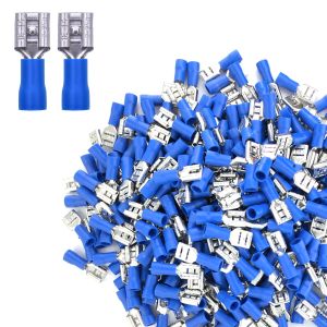 50pcs female vinyl insulated spade connector 22-16 16-14 12-10 awg - 6.3mm 1/4" electrical quick disconnect wire connectors kit