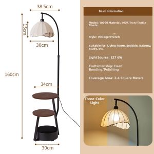 DGY | Retro French Vintage Bedside Floor Lamp with Shelf 488mm
