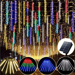 1000mAh 30/50cm solar LED meteor shower rain lights holiday string waterproof garden lights Christmas outdoor decorative lights.
