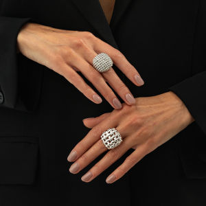 Ingemark 2Pcs/Set Retro Irregular Hollow Texture Metal Ring Women Trendy Punk Open Adjustable Ring Aesthetic New Jewelry Gift