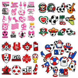 Hot Toys | 12-pcs Football Series Shoe Charms PVC DIY Shoes Decoration Bracelet Wristband Sandal shoe Accessories Buckle for Kids Gifts