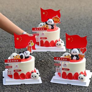 National Day Panda Cake Decoration Display Five-star Red Flag Festive Road Sign Decoration Prosperity And Flourishing Country