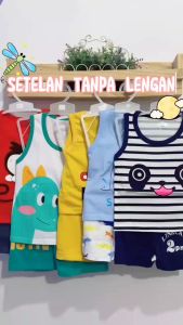 BOBOHO - SETELAN ANAK KAOS ANAK KUTUNG TANPA LENGAN LUCU / SETELAN BAYI TANPA LENGAN / SETELAN BAYI TANPA LENGAN PART 2