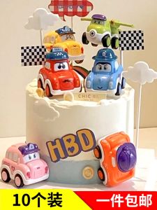 Cute Mini Cartoon Car Cake Decoration Childrens Birthday Party Decoration Q Version Collectible Toy Car Festival Supplies