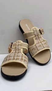 ERGE 37-40 Sandal Selop Wanita Nevada Nagita Korean Style Cream Casual Ringan Sol 2 Cm Anti Licin Fleksibel