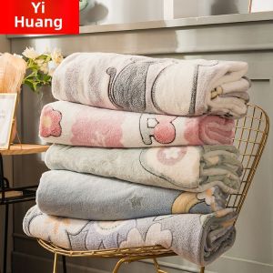Thick Coral Fleece Blanket Modern Simple Style Flannel Fabric for Nap Time Air Conditioner Cover Blanket Soft Polyester Fiber