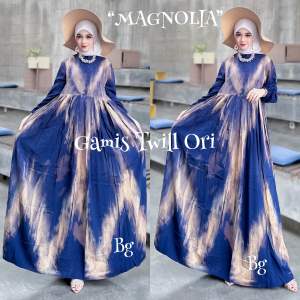Gamis Twill Bg Collection Motif Magnolia Navy