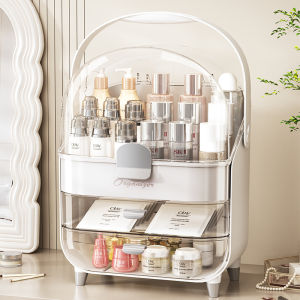 กล่องเก็บเครื่องสำอางหลายชั้น ความจุขนาดใหญ่ใส ป้องกันฝุ่นสำหรับโต๊ะหน้าจอ เครื่องสำอาง ครีมบำรุงผิว กระดาษทรายใส