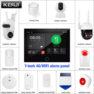 KERUI 4G/WiFi GSM Home Alarm with 7-inch IPS Large Touch Screen Panel Tuya Smart Wireless Security Alarm System Burglar Alexa