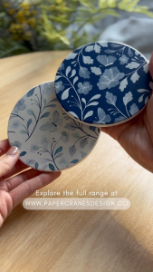 Papercranes Diatomite Coasters Floral Illustrated | Absorbent Coaster Set Desk Accessory Gift SG