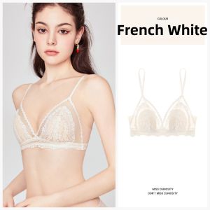 Miss Curiosity | French Style Silk Lingerie Lace Bra White Non Steel Support