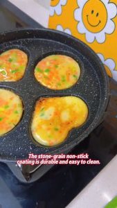 Non Stick 4 Hole Frying Pan Egg Pancake Burger Ham Steak Maker Mini Breakfast Cookware with Handle