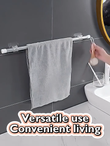 2 Pcs Curtain Rod Shelf Bracket / Nail-Free Adjustable Holders / Self Adhesive Wall Hooks